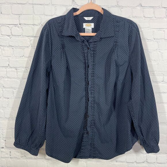 Talbots Tunic Plus XXL Y Neck Long Balloon Sleeve Black Polka Dots Preppy Career - Picture 1 of 10